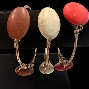 Chunky Gold Wire Wrap Bangle Stackable Bracelets Set of 3